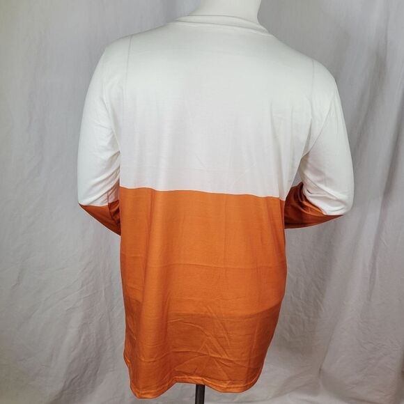 Orange and Creme Black Cat and Pumpkin Halloween Color Block Shirt Size 2XL‎ - Picture 3 of 9